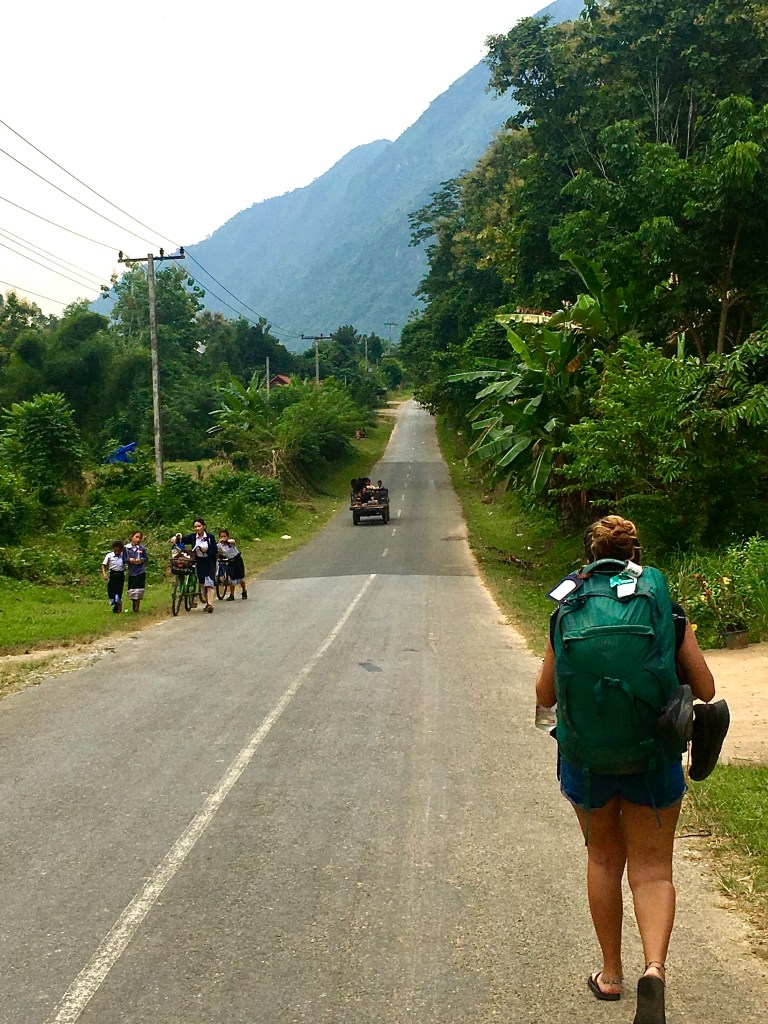 Female travelling solo backpacking